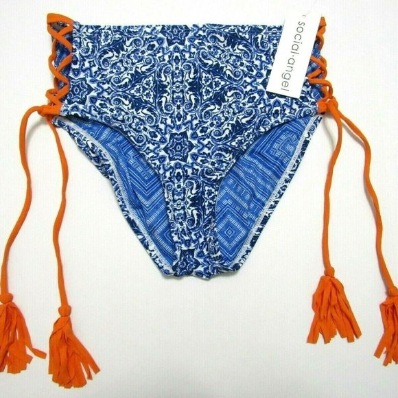 Social Angel~Blue Moroccan Mosaic Tile Other - 💥SALE Social Angel~Mosaic Lace Side Bikini Bottom